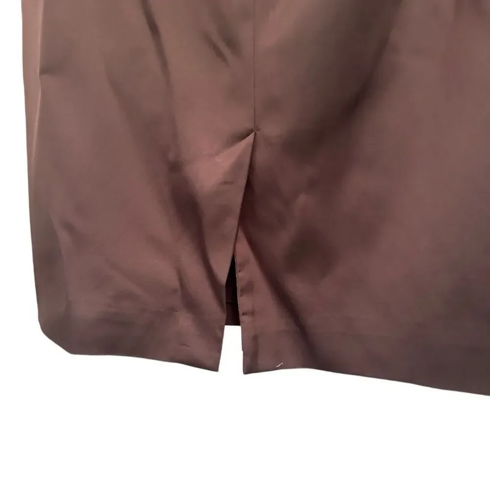 Ann Taylor brownish grey satin pencil skirt with waist belt - size 6